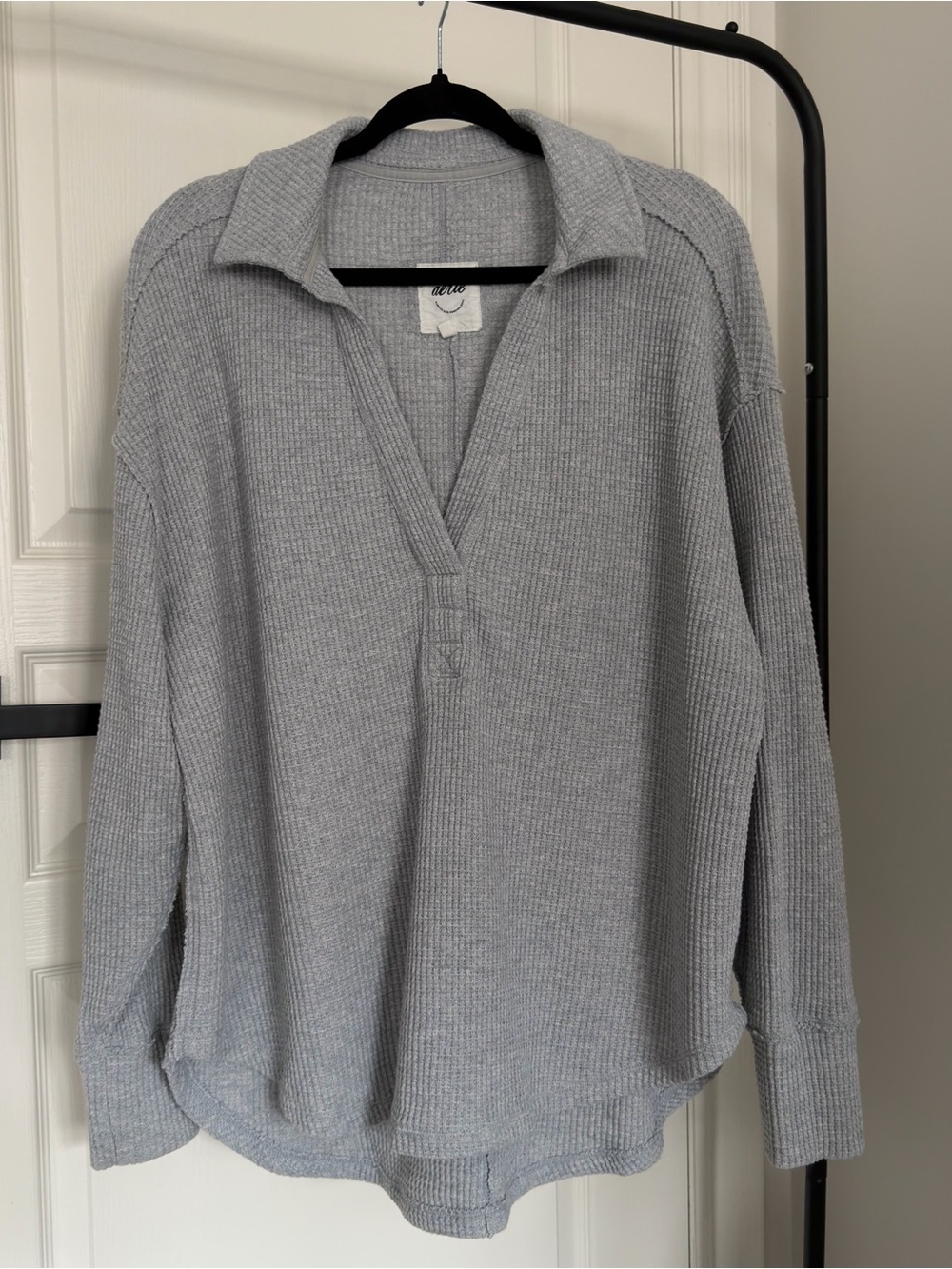 Aerie Lumber Jane Waffle Polo Sweatshirt